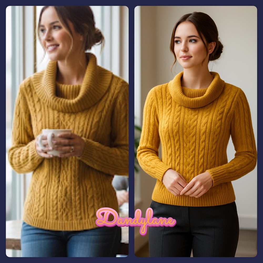 Jeanne Pierre Golden Cowl Neck Size Medium
